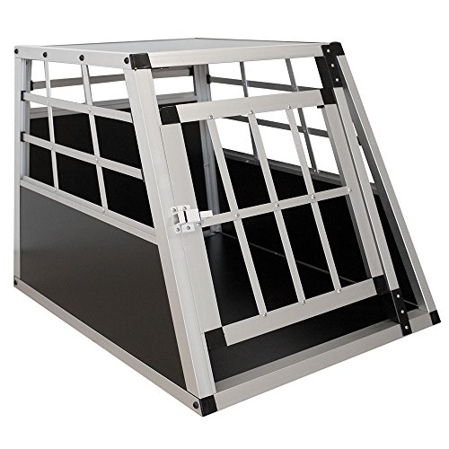 Sam´s Pet Aluminium Hundetransportbox Größe M schwarz/Silber | Alu Auto Transportbox kleine Hunde | Hundebox für PKW Kofferraum
